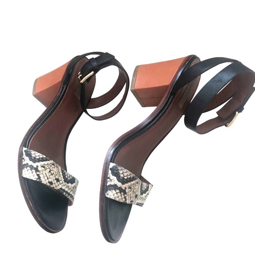 Cole Haan Grand OS Ankle Strap Block Heel Snakeskin Pattern Women’s Sandals